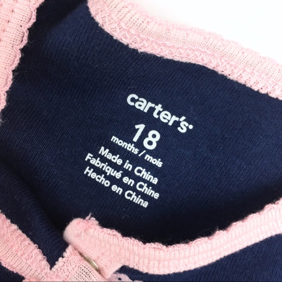 NWT Carter’s Navy & Pink Romper w/Whales & Anchors - Picture 6 of 7